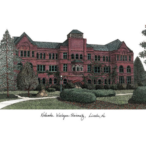 Nebraska Wesleyan University Lithograph Print