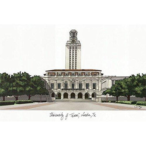 University Of Texas, Austin Campus Images Lithograph Print