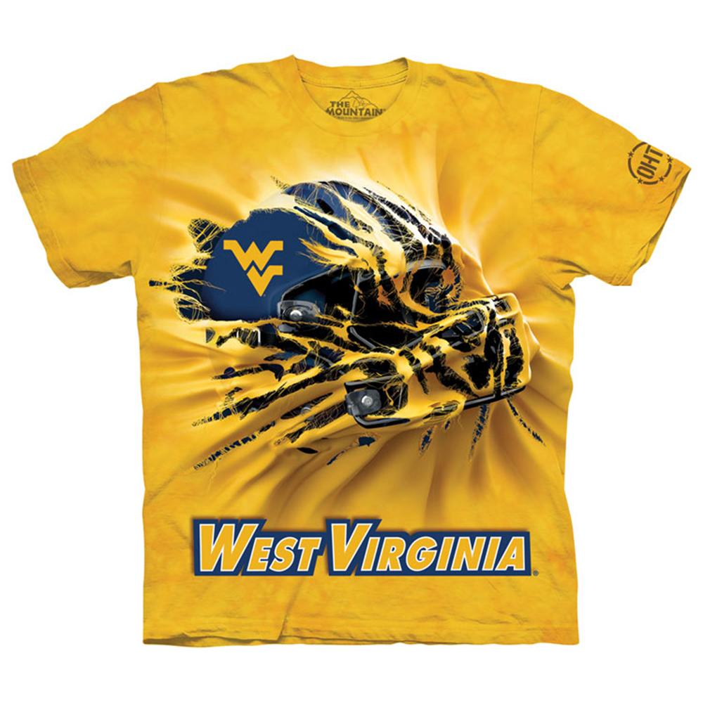 West Virginia Mountaineers Ncaa "helmet Breakthrough" Adult Cotton Tee (4x-large) (gold)