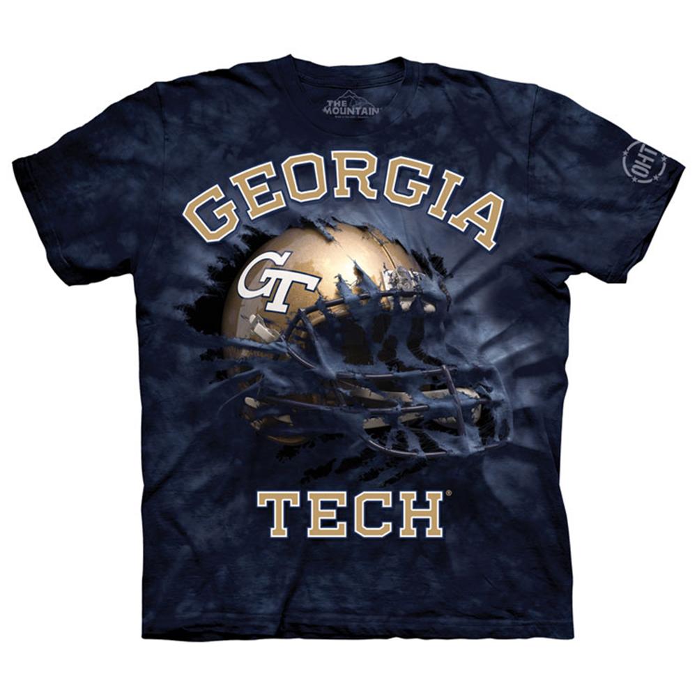 Georgia Tech Yellowjackets Ncaa "helmet Breakthrough" Adult Cotton Tee (x-large) (blue)