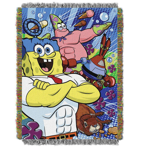 Spongebob Movie "snack Attack" Triple Woven Jacquard Throw (48"x60")