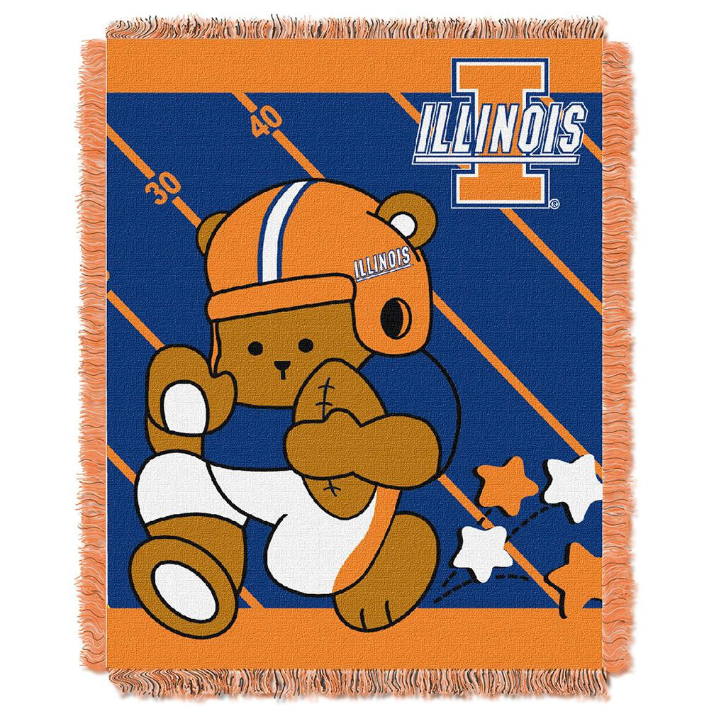 Illinois Fighting Illini Ncaa Triple Woven Jacquard Throw (fullback Baby Series) (36"x48")