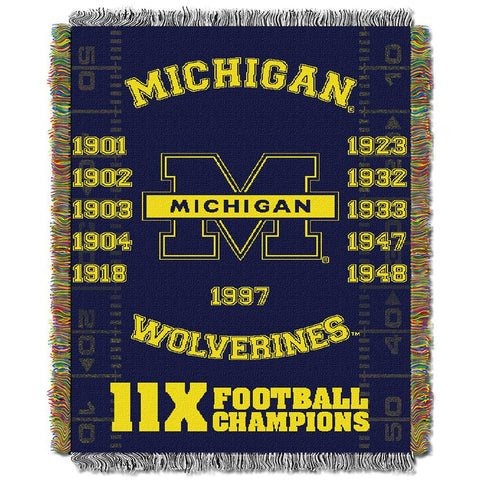 Michigan Wolverines Ncaa National Championship Commemorative Woven Tapestry Throw (48"x60")