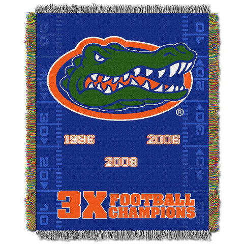 Florida Gators Ncaa 3x Football National Champs Commemorative Woven Tapestry Throw (48"x60")