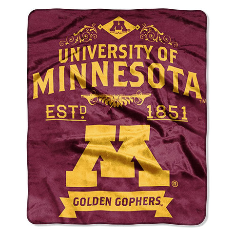 Minnesota Golden Gophers Ncaa Royal Plush Raschel Blanket (label Series) (50"x60")