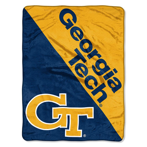 Georgia Tech Yellowjackets Ncaa Micro Raschel Blanket (two Tone Series) (48"x60")