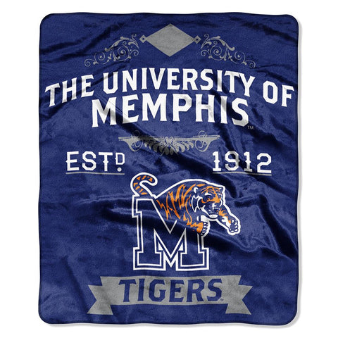 Memphis Tigers Ncaa Royal Plush Raschel Blanket (label Series) (50"x60")