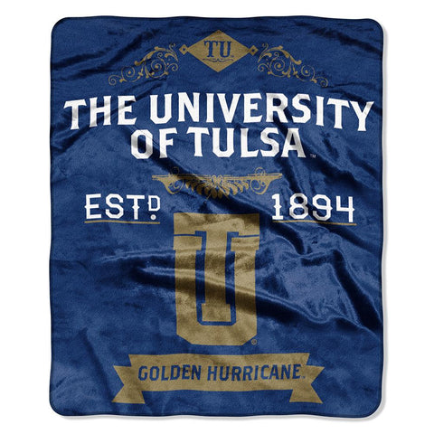Tulsa Golden Hurricane Ncaa Royal Plush Raschel Blanket (label Series) (50"x60")