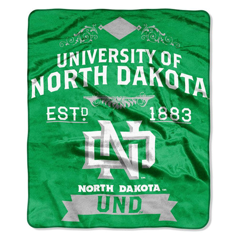 North Dakota Fighting Sioux Ncaa Royal Plush Raschel Blanket (label Series) (50"x60")