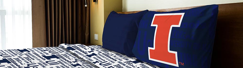 Illinois Fighting Illini Ncaa Twin Sheet Set (anthem Series)