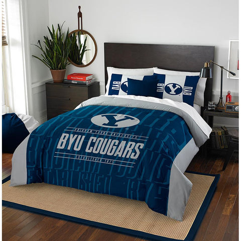 Brigham Young Cougars Ncaa Full Comforter Set (modern Take Series) (86" X 86")