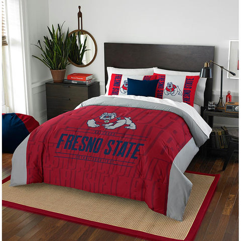 Fresno State Bulldogs Ncaa Full Comforter Set (modern Take Series) (86" X 86")