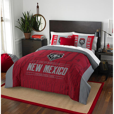New Mexico Lobos Ncaa Full Comforter Set (modern Take Series) (86" X 86")