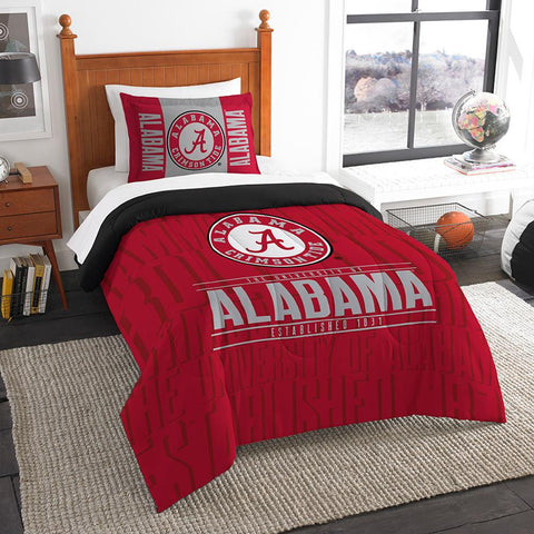 Alabama Crimson Tide Ncaa Twin Comforter Set (modern Take Series) (64" X 86")