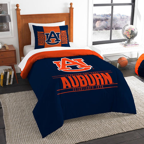 Auburn Tigers Ncaa Twin Comforter Set (modern Take Series) (64" X 86")