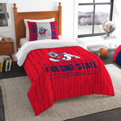 Fresno State Bulldogs Ncaa Twin Comforter Set (modern Take Series) (64" X 86")