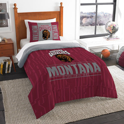 Montana Grizzlies Ncaa Twin Comforter Set (modern Take Series) (64" X 86")