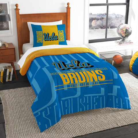Ucla Bruins Ncaa Twin Comforter Set (modern Take Series) (64" X 86")