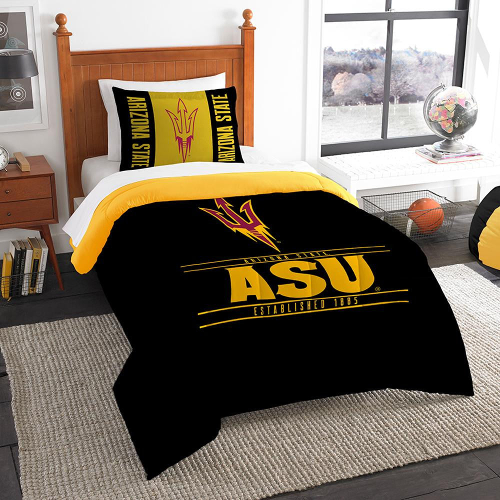 Arizona State Sun Devils Ncaa Twin Comforter Set (modern Take Series) (64" X 86")