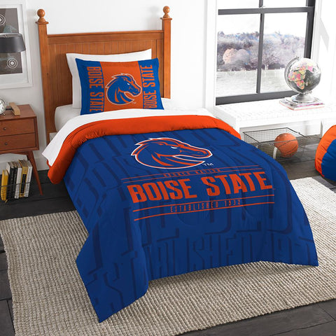 Boise State Broncos Ncaa Twin Comforter Set (modern Take Series) (64" X 86")