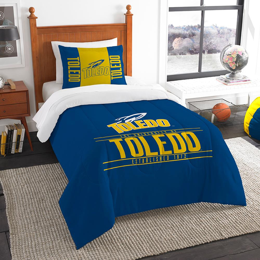 Toledo Rockets Ncaa Twin Comforter Set (modern Take Series) (64" X 86")