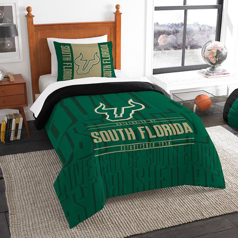 South Florida Bulls Ncaa Twin Comforter Set (modern Take Series) (64" X 86")