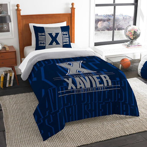 Xavier Musketeers Ncaa Twin Comforter Set (modern Take Series) (64" X 86")