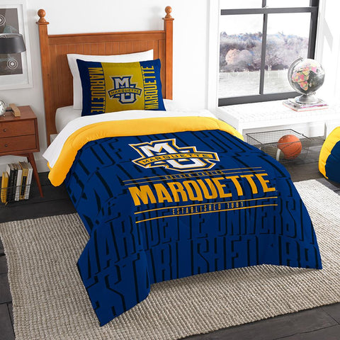 Marquette Golden Eagles Ncaa Twin Comforter Set (modern Take Series) (64" X 86")