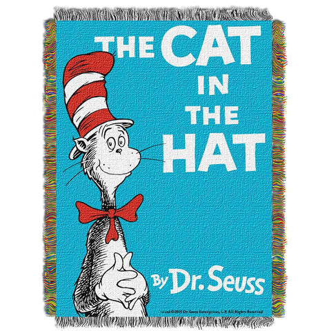 Dr. Suess "cat Book Cover"  Woven Tapestry Throw (48inx60in)
