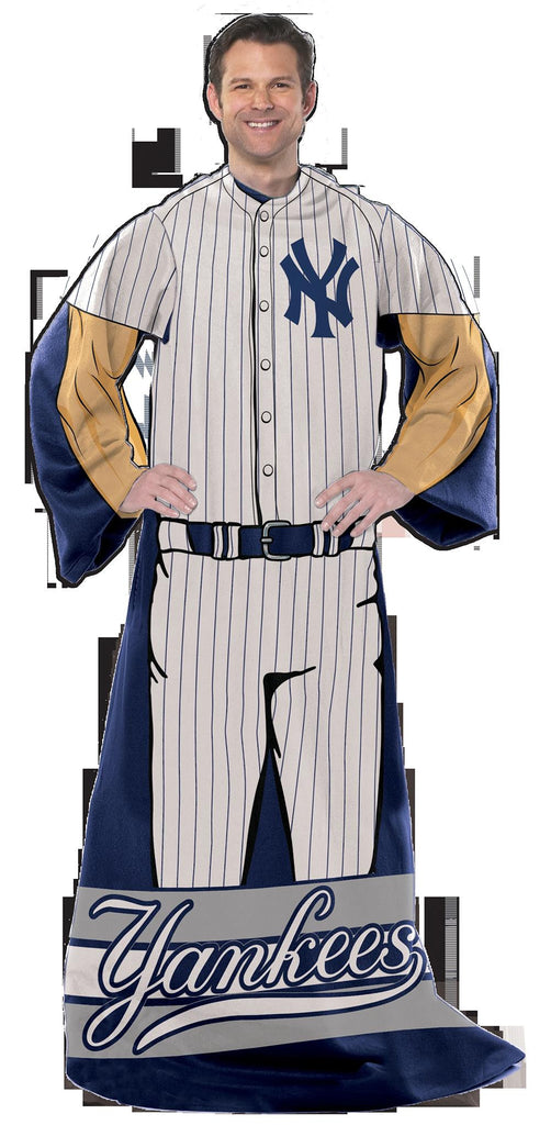 New York Yankees MLB Adult Uniform Comfy Throw Blanket w- Sleeves