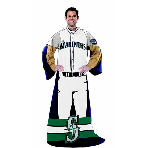 Seattle Mariners MLB Adult Uniform Comfy Throw Blanket w- Sleeves