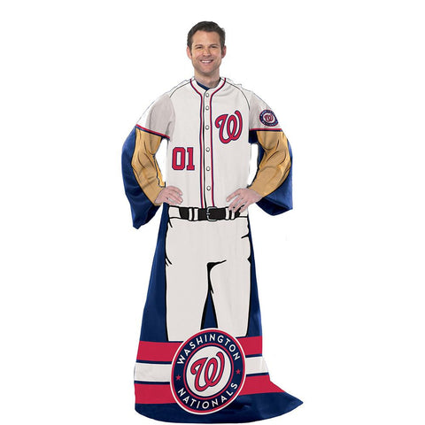 Washington Nationals MLB Adult Uniform Comfy Throw Blanket w- Sleeves