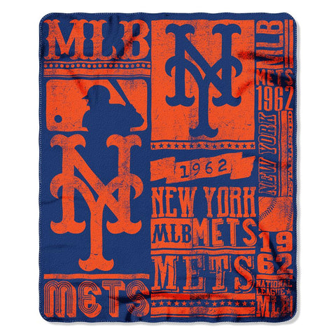 New York Mets Mlb Light Weight Fleece Blanket (strength Series) (50inx60in)