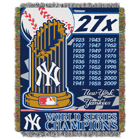 New York Yankees MLB World Series Commemorative Woven Tapestry Throw (48x60)