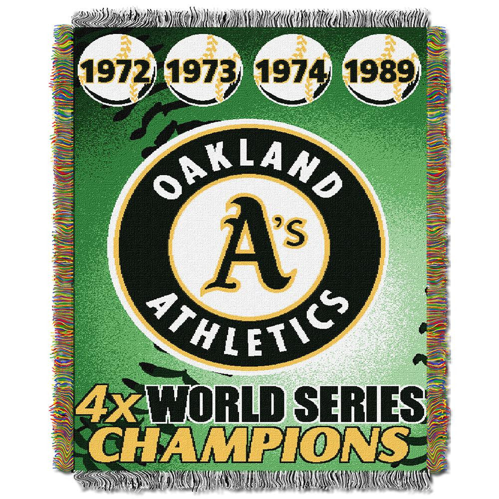 Oakland A's MLB World Series Commemorative Woven Tapestry Throw (48x60)