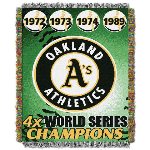 Oakland A's MLB World Series Commemorative Woven Tapestry Throw (48x60)