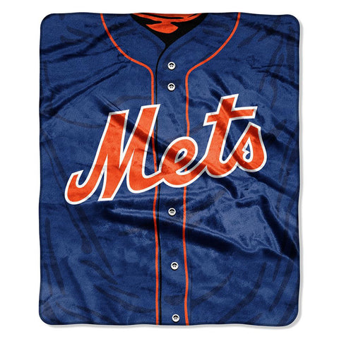 New York Mets MLB Royal Plush Raschel Blanket (Jersey Series) (50in x 60in)