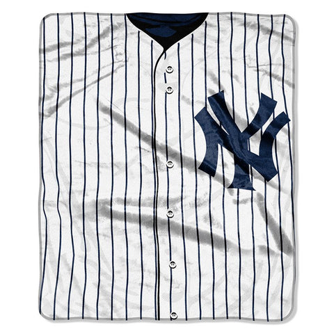 New York Yankees MLB Royal Plush Raschel Blanket (Jersey Series) (50in x 60in)