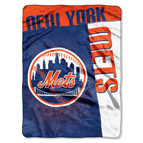 New York Mets MLB Royal Plush Raschel Blanket (Strike Series) (60x80)