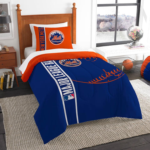 New York Mets MLB Twin Comforter Set (Soft & Cozy) (64 x 86)