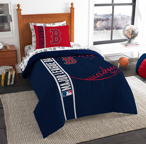 Boston Red Sox MLB Twin Comforter Bed in a Bag (Soft & Cozy) (64in x 86in)