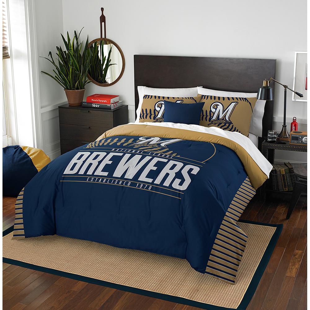 Milwaukee Brewers Mlb Full Comforter Set (grand Slam Series) (86" X 86")