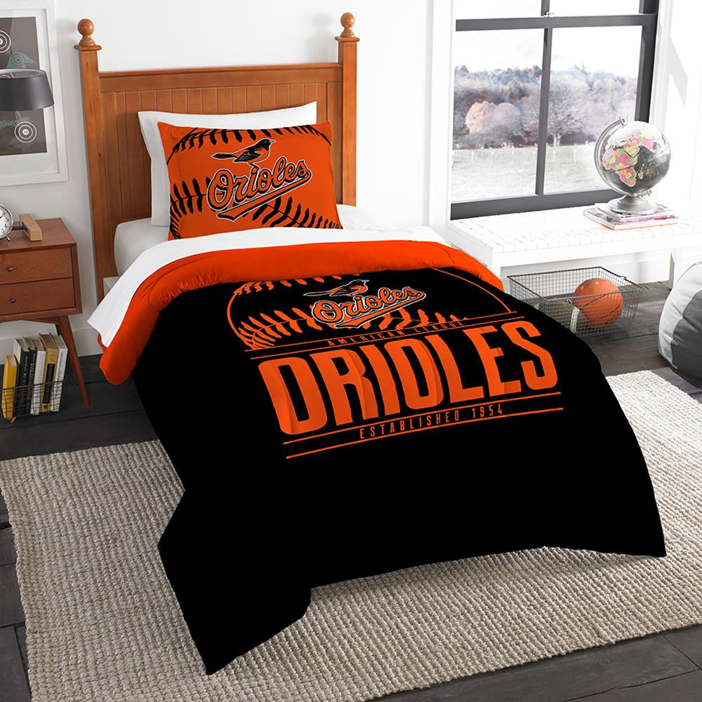Baltimore Orioles Mlb Twin Comforter Set (grand Slam Series) (64" X 86")