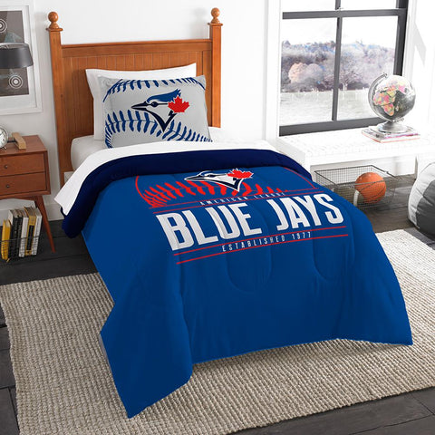 Toronto Blue Jays Mlb Twin Comforter Set (grand Slam Series) (64" X 86")