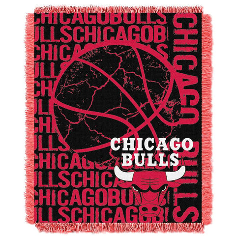 Chicago Bulls NBA Triple Woven Jacquard Throw (Double Play Series) (48x60)