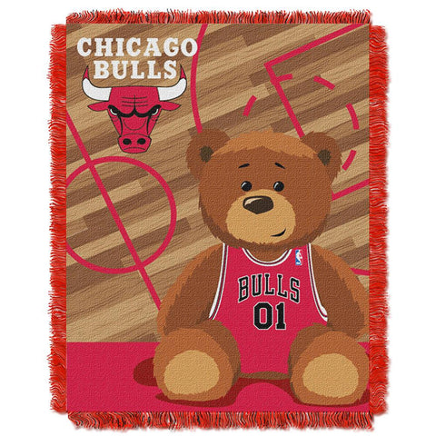 Chicago Bulls NBA Triple Woven Jacquard Throw (Half Court Baby Series) (36x48)