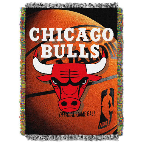 Chicago Bulls NBA Woven Tapestry Throw Blanket (48x60)