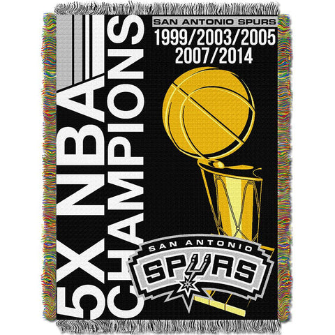 San Antonio Spurs NBA Championship 5x Commemorative Woven Tapestry Throw (48x60)