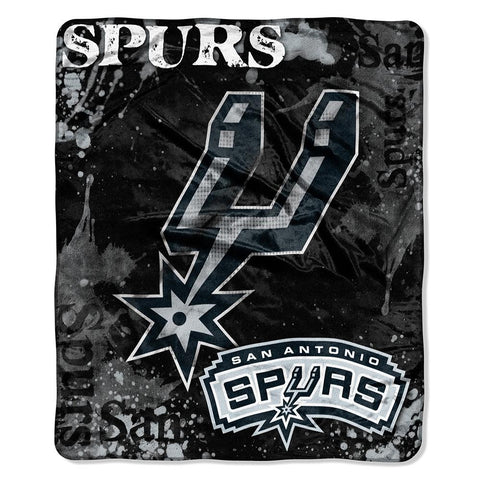 San Antonio Spurs NBA Royal Plush Raschel Blanket (Drop Down Series) (50x60)