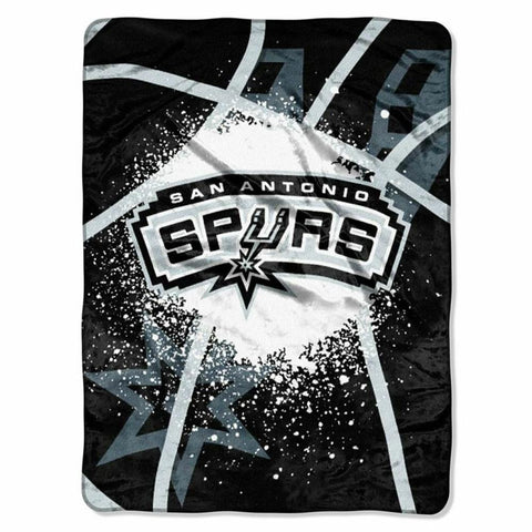 San Antonio Spurs NBA Royal Plush Raschel Blanket (Shadow Series) (60x80)